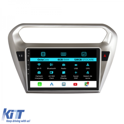 Navigatie Dedicata Peugeot 301, Citroen C-Elysee (2013-2018), 9Inch, 6Gb Ram, 128Gb Stocare, Carplay Performance AutoTuning