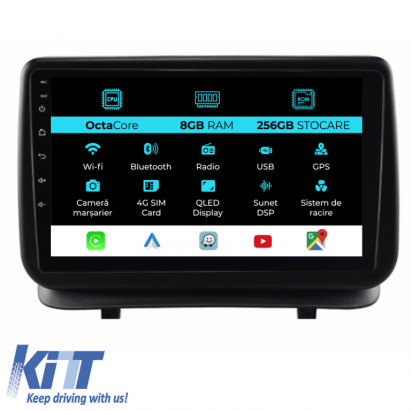 Navigatie Dedicata Renault Clio 3 (2005-2014), 9Inch, 8Gb Ram, 256Gb Stocare, Carplay Performance AutoTuning