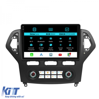 Navigatie Dedicata Ford Mondeo (2007-2014), 10Inch, 8Gb Ram, 256Gb Stocare, Carplay - Clima Automata Performance AutoTuning