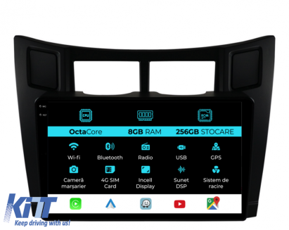 Navigatie Dedicata Toyota Yaris (2005-2011), 9Inch, 8Gb Ram, 256Gb Stocare, Carplay Performance AutoTuning