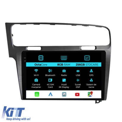 Navigatie Dedicata Volkswagen Golf 7 (2013-2020), 10Inch, 8Gb Ram, 256Gb Stocare, Carplay Performance AutoTuning