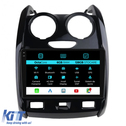 Navigatie Dedicata Dacia Duster (2010-2020), Incell 9Inch, 6Gb Ram, 128Gb Stocare, Carplay Performance AutoTuning