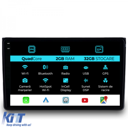 Navigatie Dedicata Audi A4 (2001-2008), 9Inch, 2Gb Ram, 32Gb Stocare, Carplay Performance AutoTuning