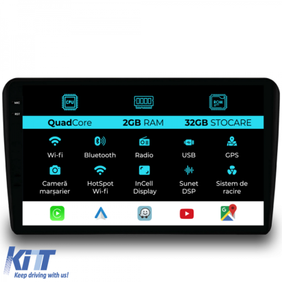 Navigatie Dedicata Audi A3 8P (2003-2013), 9Inch, 2Gb Ram, 32Gb Stocare, Carplay Performance AutoTuning