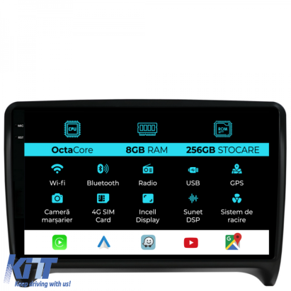 Navigatie Dedicata Audi TT (2006-2014), 9Inch, 8Gb Ram, 256Gb Stocare, Carplay Performance AutoTuning