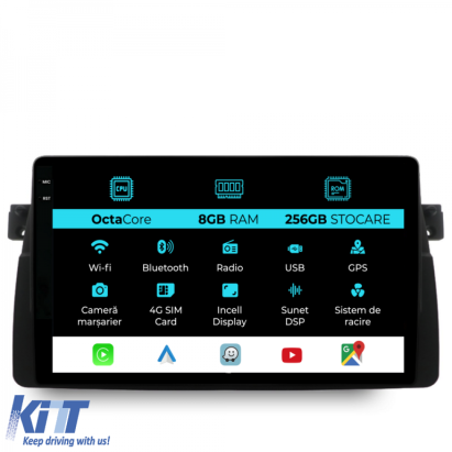Navigatie Dedicata BMW Seria3 E46 (1997-2005), 9Inch, 8Gb Ram, 256Gb Stocare, Carplay Performance AutoTuning