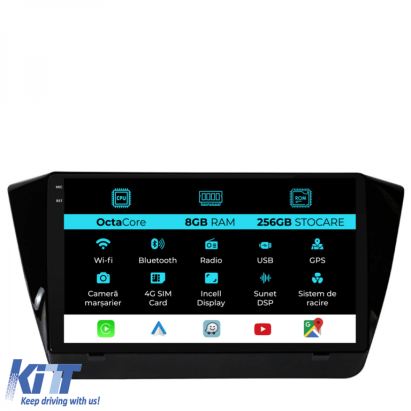 Navigatie Dedicata Skoda Superb 3 (2015-2019), 10Inch, 8Gb Ram, 256Gb Stocare, Carplay Performance AutoTuning