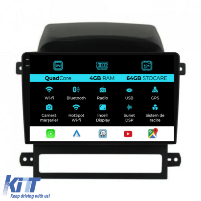 Navigatie Dedicata Chevrolet Captiva (2006-2011),QuadCore, 9Inch, 4Gb Ram, 64Gb Stocare, Carplay Performance AutoTuning