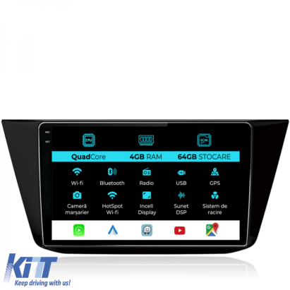 Navigatie Dedicata Volkswagen Tiguan (2016 - 2023),QuadCore, 10Inch, 4Gb Ram, 64Gb Stocare, Carplay Performance AutoTuning