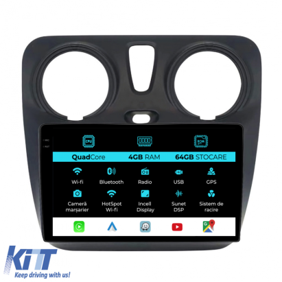 Navigatie Dedicata Dacia Dokker   Lodgy (2012-2020),QuadCore, 9Inch, 4Gb Ram, 64Gb Stocare, Carplay Performance AutoTuning