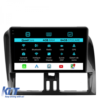 Navigatie Dedicata Volvo Xc60 (2008 - 2017),QuadCore, 9 Inch, 4Gb Ram, 64Gb stocare, Carplay Performance AutoTuning