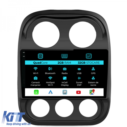 Navigatie Dedicata Jeep Compass (2010-2016), 10Inch, 2Gb Ram, 32Gb Stocare, Carplay Performance AutoTuning