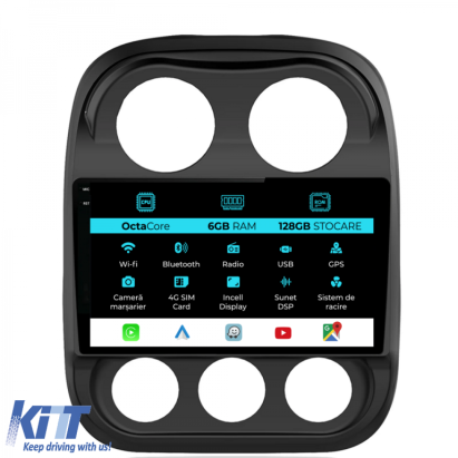 Navigatie Dedicata Jeep Compass (2010-2016), 10Inch, 6Gb Ram, 128Gb Stocare, Carplay Performance AutoTuning