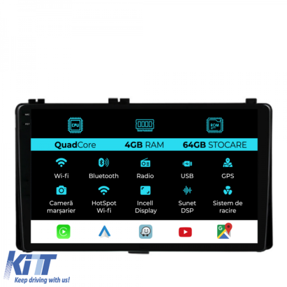Navigatie Dedicata Toyota Auris, Corolla (2015-2019),QuadCore, 9 Inch, 4Gb Ram, 64Gb stocare, Carplay Performance AutoTuning
