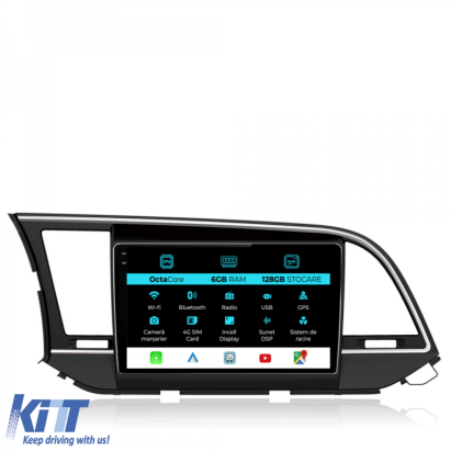 Navigatie Dedicata Hyundai Elantra (2015-2018), 9 Inch, 6Gb Ram, 128Gb stocare, Carplay Performance AutoTuning