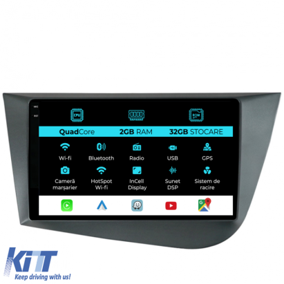 Navigatie Dedicata Seat Leon Mk2 (2005-2012), 9Inch, 2Gb Ram, 32Gb Stocare, Carplay Performance AutoTuning