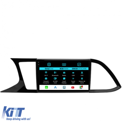 Navigatie Dedicata Seat Leon 3 (2013-2020), 9 Inch, 8Gb Ram, 256Gb stocare, Carplay Performance AutoTuning