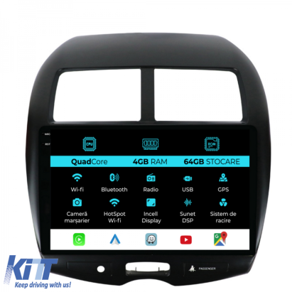 Navigatie Dedicata Mitsubishi ASX (2010-2016),QuadCore, 10Inch, 4Gb Ram, 64Gb Stocare, Carplay Performance AutoTuning