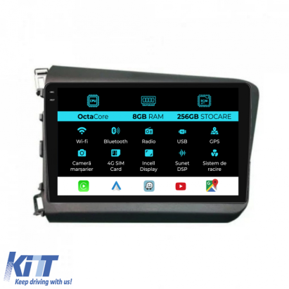 Navigatie Dedicata Honda Civic IX Sedan  (2011-2015), 9Inch, 8Gb Ram, 256Gb Stocare, Carplay Performance AutoTuning