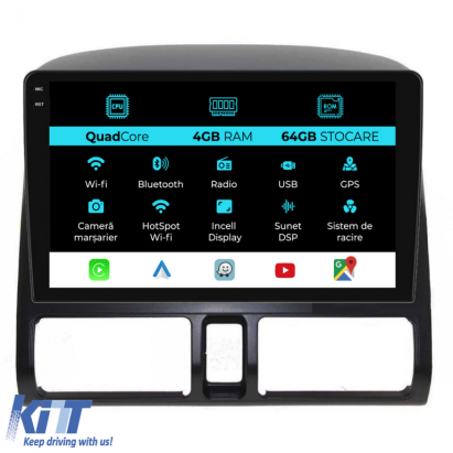 Navigatie Dedicata Honda CR-V (2001-2006),QuadCore, 9Inch, 4Gb Ram, 64Gb Stocare, Carplay Performance AutoTuning