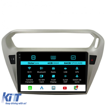 Navigatie Dedicata Citroen C-Elysee (2013-2018), 9Inch, 4Gb Ram, 64Gb Stocare, Carplay Performance AutoTuning
