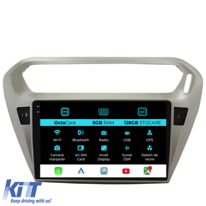 Navigatie Dedicata Citroen C-Elysee (2013-2018), 9Inch, 6Gb Ram, 128Gb Stocare, Carplay Performance AutoTuning