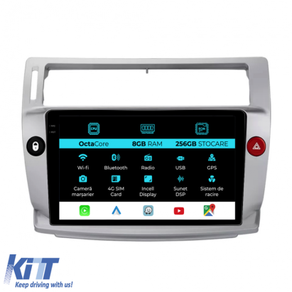 Navigatie Dedicata Citroen C4 (2004-2009), 9Inch, 8Gb Ram, 256Gb Stocare, Carplay Performance AutoTuning