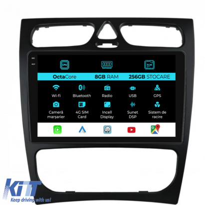 Navigatie Dedicata Mercedes C-Class W203 CLK W209 (2000 - 2005), 9Inch, 8Gb Ram, 256Gb Stocare, Carplay Performance AutoTuning
