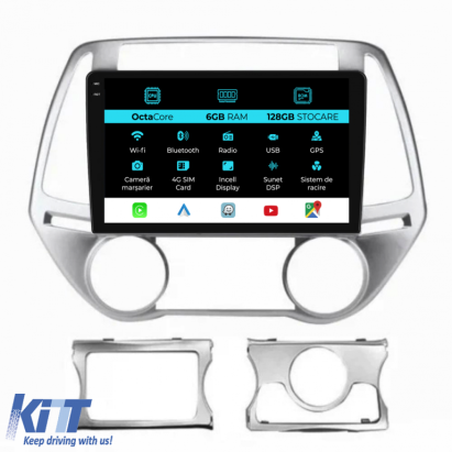 Navigatie Dedicata Hyundai I20 (2011-2015), 9Inch, 6Gb Ram, 128Gb Stocare, Carplay Performance AutoTuning