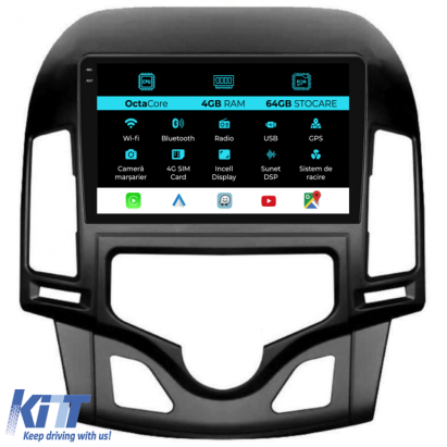 Navigatie Dedicata Hyundai I30 (2007-2012), 9Inch, 4Gb Ram, 64Gb Stocare, Carplay, Climatronic Performance AutoTuning