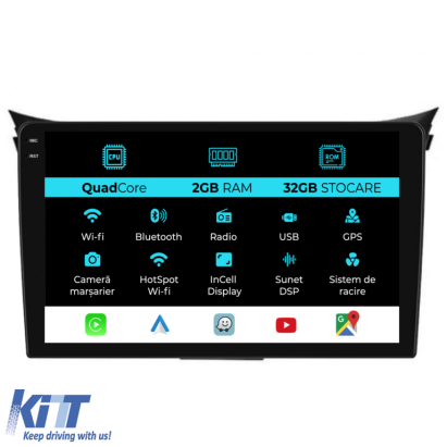 Navigatie Dedicata Hyundai I30 (2011-2015), 9Inch, 2Gb Ram, 32Gb Stocare, Carplay Performance AutoTuning