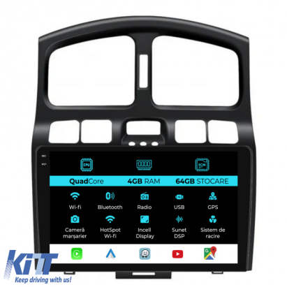Navigatie Dedicata Hyundai Santa Fe (2000-2006),QuadCore, 9Inch, 4Gb Ram, 64Gb Stocare, Carplay Performance AutoTuning