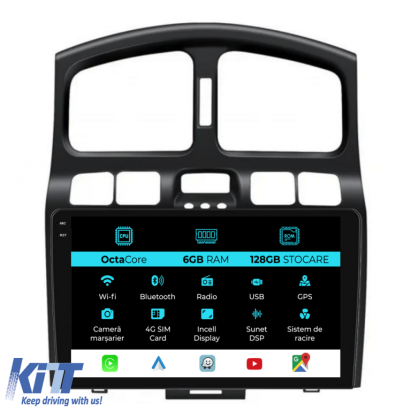 Navigatie Dedicata Hyundai Santa Fe (2000-2006), 9Inch, 6Gb Ram, 128Gb Stocare, Carplay Performance AutoTuning
