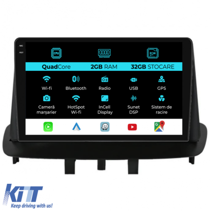 Navigatie Dedicata Renault Megane 3 (2008-2015), 9 Inch, 2Gb Ram, 32Gb stocare, CarPlay Performance AutoTuning