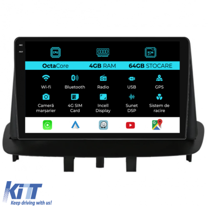 Navigatie Dedicata Renault Megane 3 (2008-2015), 9 Inch, 4Gb Ram, 64Gb stocare, CarPlay Performance AutoTuning