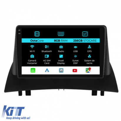 Navigatie Dedicata Renault Megane 2 (2002-2009), 9 Inch, 8Gb Ram, 256Gb stocare, Carplay Performance AutoTuning