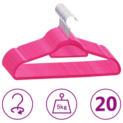 Set de umerașe anti-alunecare, 20 buc., roz, catifea GartenMobel Dekor