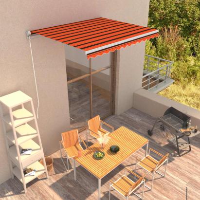 Copertină retractabilă manual, portocaliu și maro, 300x250 cm GartenMobel Dekor