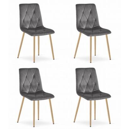 Set 4 scaune bucatarie/living, Artool, Libra, catifea, metal, gri si natur, 45x54x86.5 cm GartenVIP DiyLine