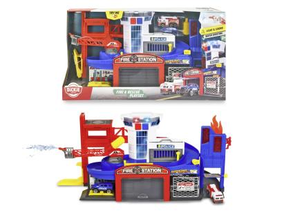 DICKIE SET STATIE DE POMPIERI SI SALVARE CU PULVERIZATOR DE APA SUNETE SI LUMINI SuperHeroes ToysZone