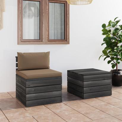 Set mobilier grădină din paleți, 2 piese, cu perne, lemn de pin GartenMobel Dekor