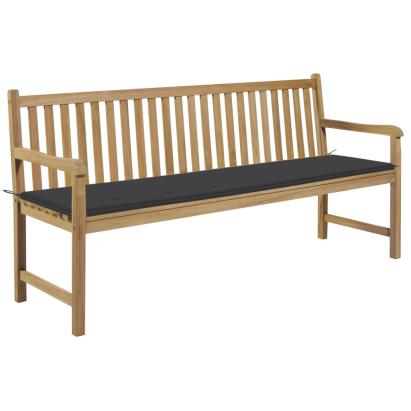 Bancă de grădină, cu pernă antracit, 175 cm, lemn masiv de tec GartenMobel Dekor