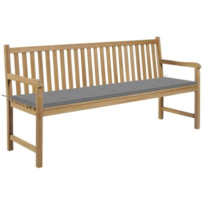 Bancă de grădină, cu pernă gri, 175 cm, lemn masiv de tec GartenMobel Dekor