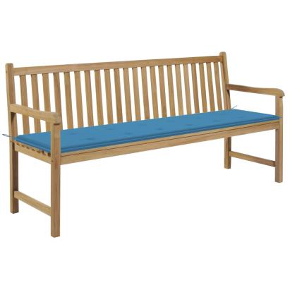 Bancă de grădină, cu pernă albastră, 175 cm, lemn masiv de tec GartenMobel Dekor