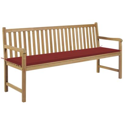 Bancă de grădină, cu pernă roșie, 175 cm, lemn masiv de tec GartenMobel Dekor