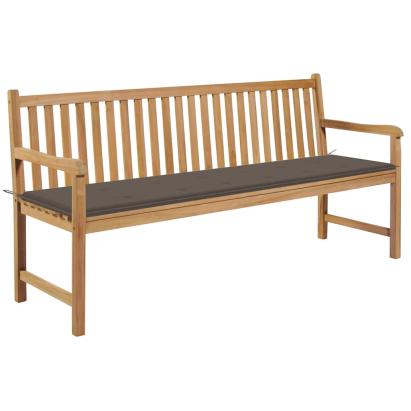 Bancă de grădină, pernă gri taupe, 175 cm, lemn masiv de tec GartenMobel Dekor