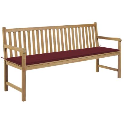 Bancă de grădină, pernă roșu vin, 175 cm, lemn masiv de tec GartenMobel Dekor