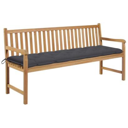 Bancă de grădină, pernă antracit, 175 cm, lemn masiv de tec GartenMobel Dekor