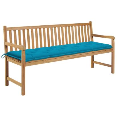Bancă de grădină cu pernă albastru deschis 175cm lemn masiv tec GartenMobel Dekor