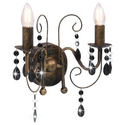 Lampă de perete cu mărgele, negru antichizat, 2 becuri x E14 GartenMobel Dekor
